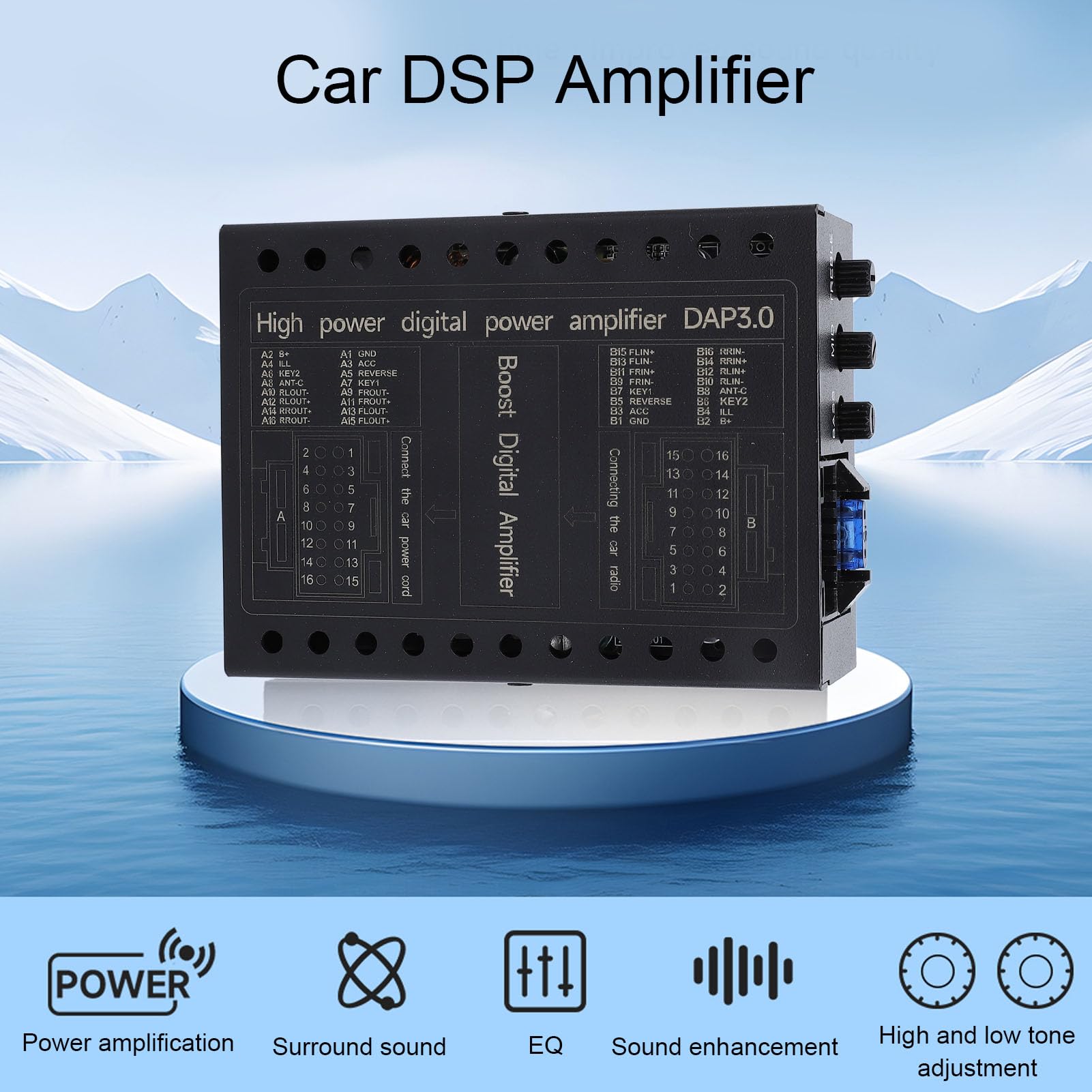 Amplificatore per Auto, Scatola Amplificatore DSP per Auto DC12V a 4 Canali Classe A/B per Stereo per Auto