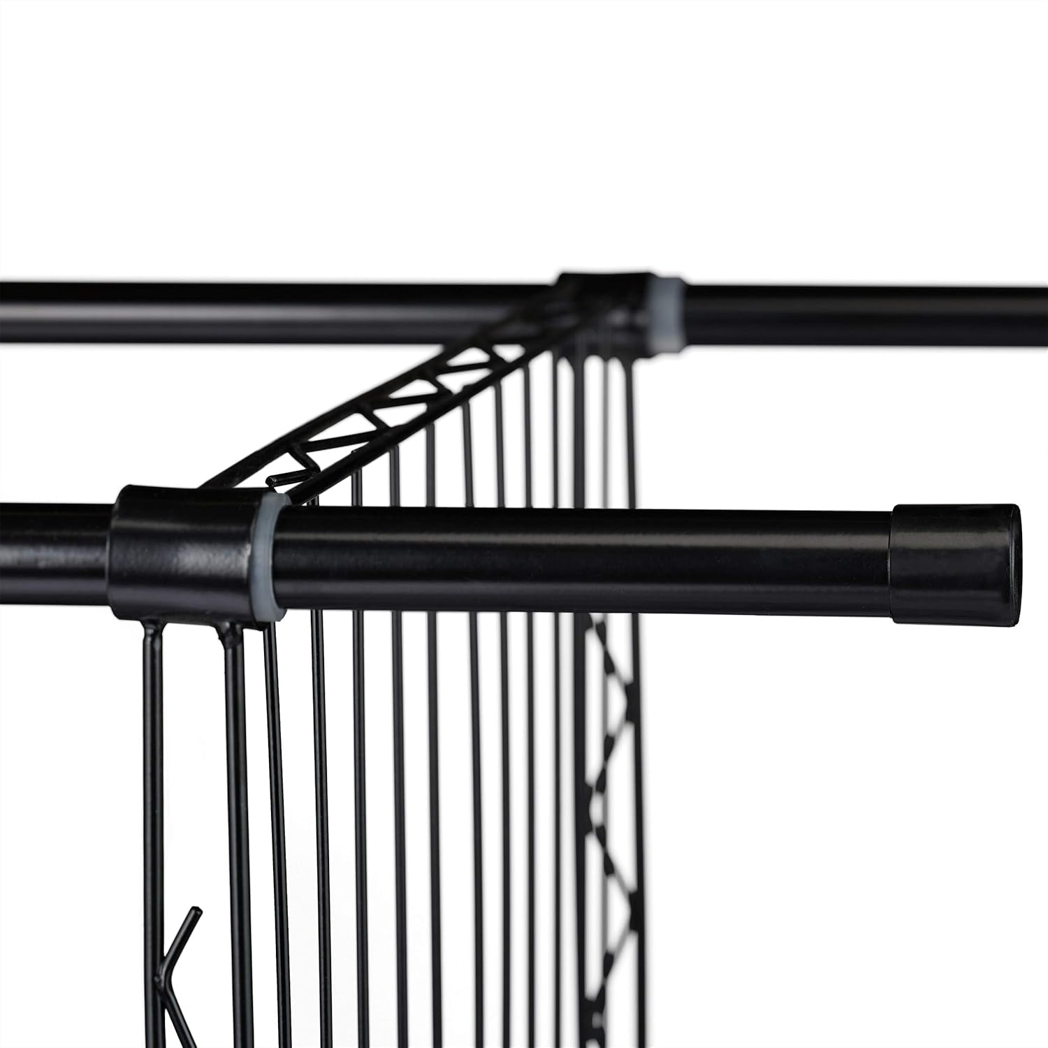 Close-up of clothes rail connection