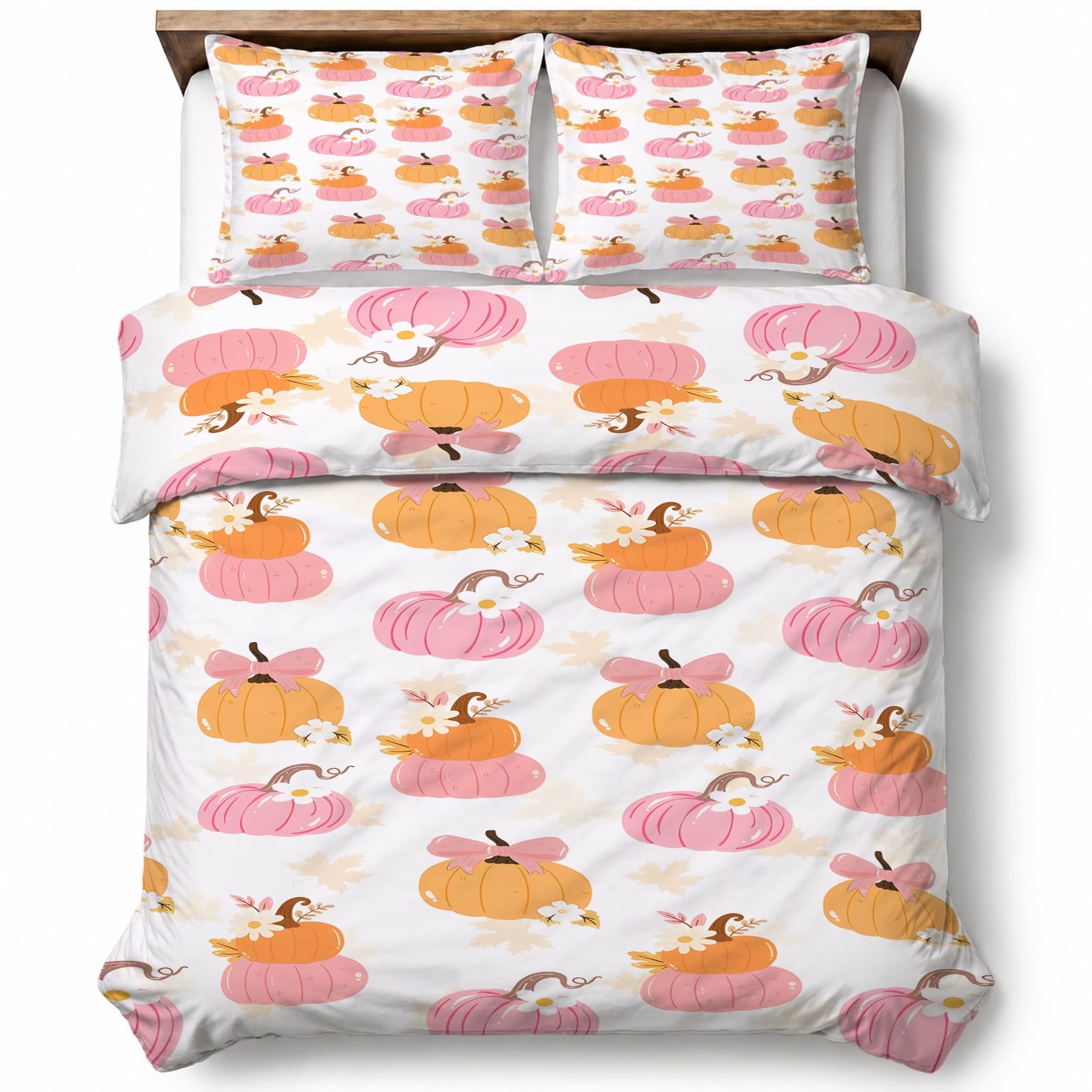 Generisch Rosa Kürbis Bettwäsche 220x240 3tlg Schlafzimmer Deko