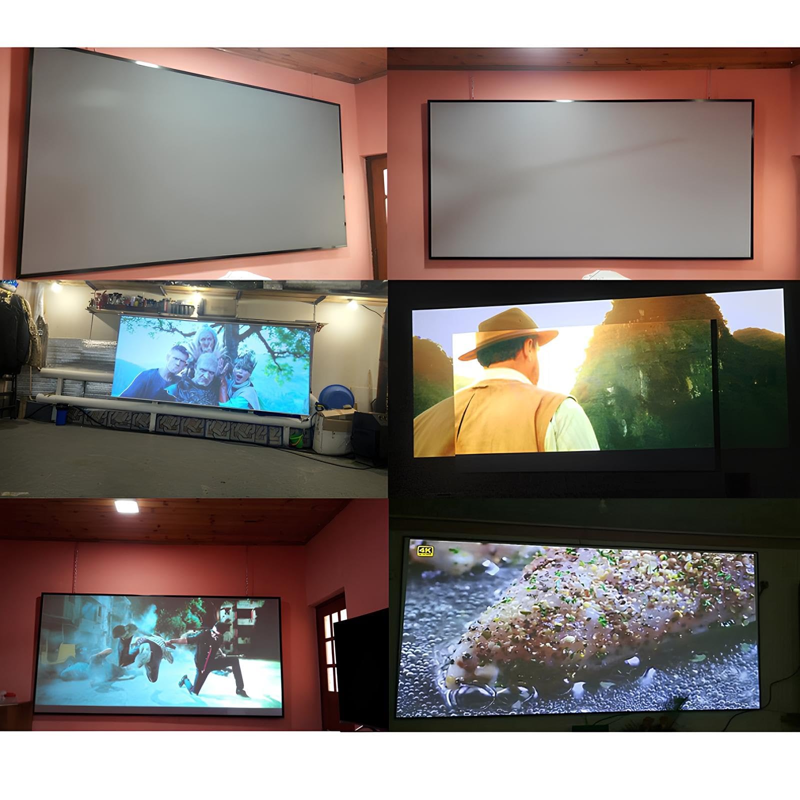 Schermo per Proiettore Anti-luce 4K, Telo Proiettore Portatile da 60/84/100/120/130pollici per Home Theater(120inch(16:9))