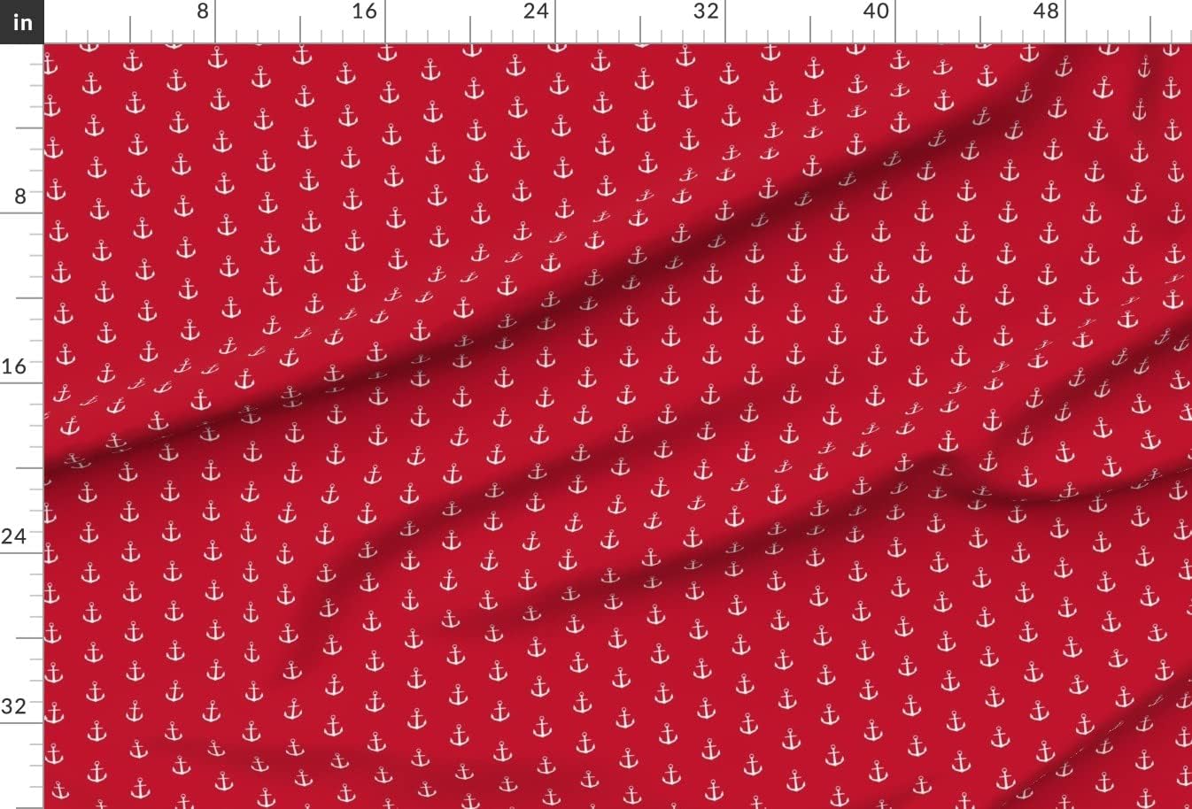 Spoonflower Fabric - Anchor Red Cream Navy Ship Ocean Nautical Printed on Minky Fabric by The Yard - Sewing Baby Blankets Quilt Backing Plush