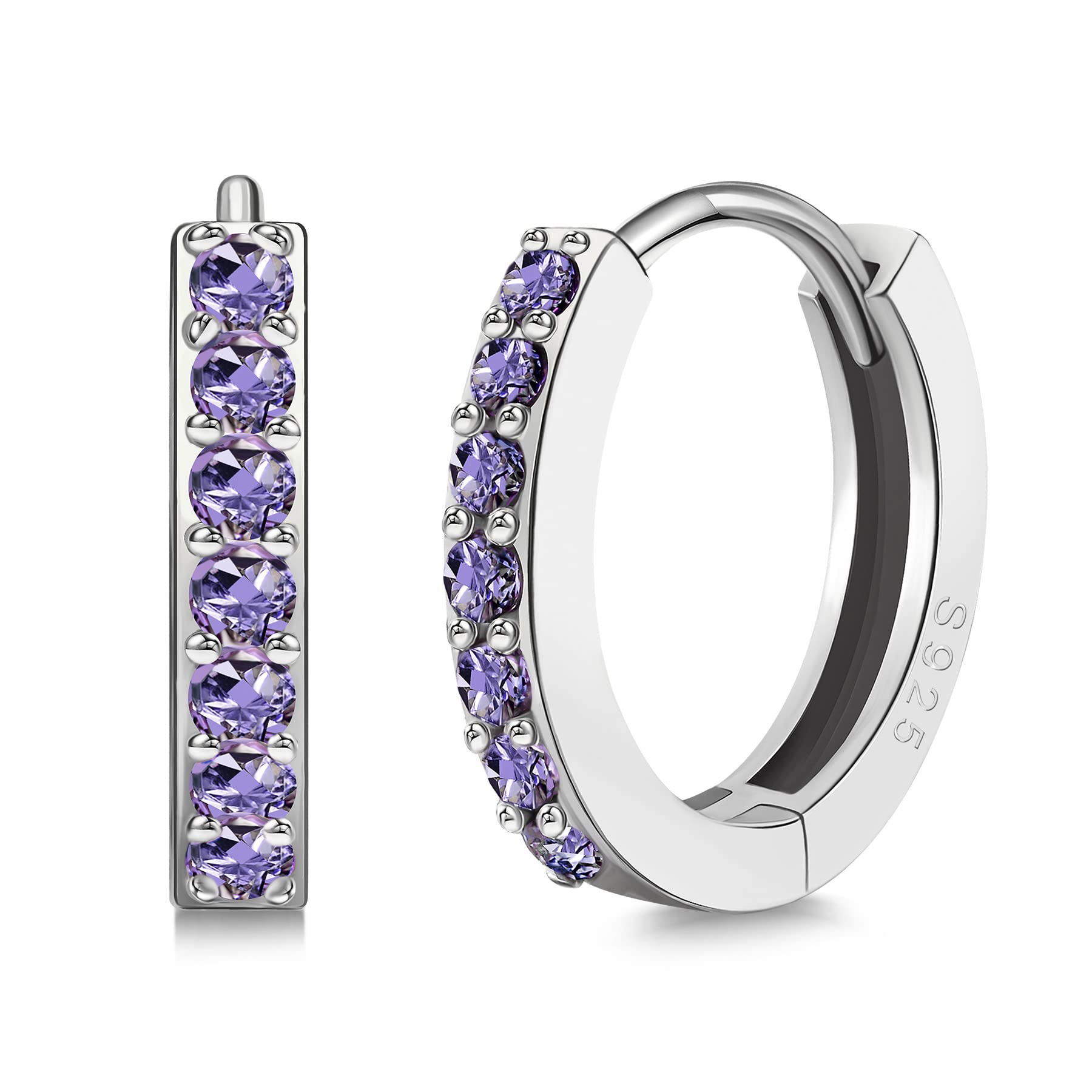 SWEETV925 Sterling Silver Huggie Hoop Earrings for Women Girls-Tiny Small Cartilage Hoop Earring