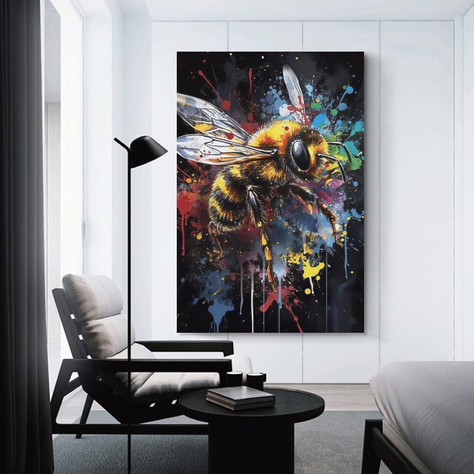 Junmoney Canvas Art Print Colorful Bee Art Print, 08x12inch(20x30cm), for Calm Bedrooms, Home Corners Or Flats, A Warm Accent for Relaxed Interiors