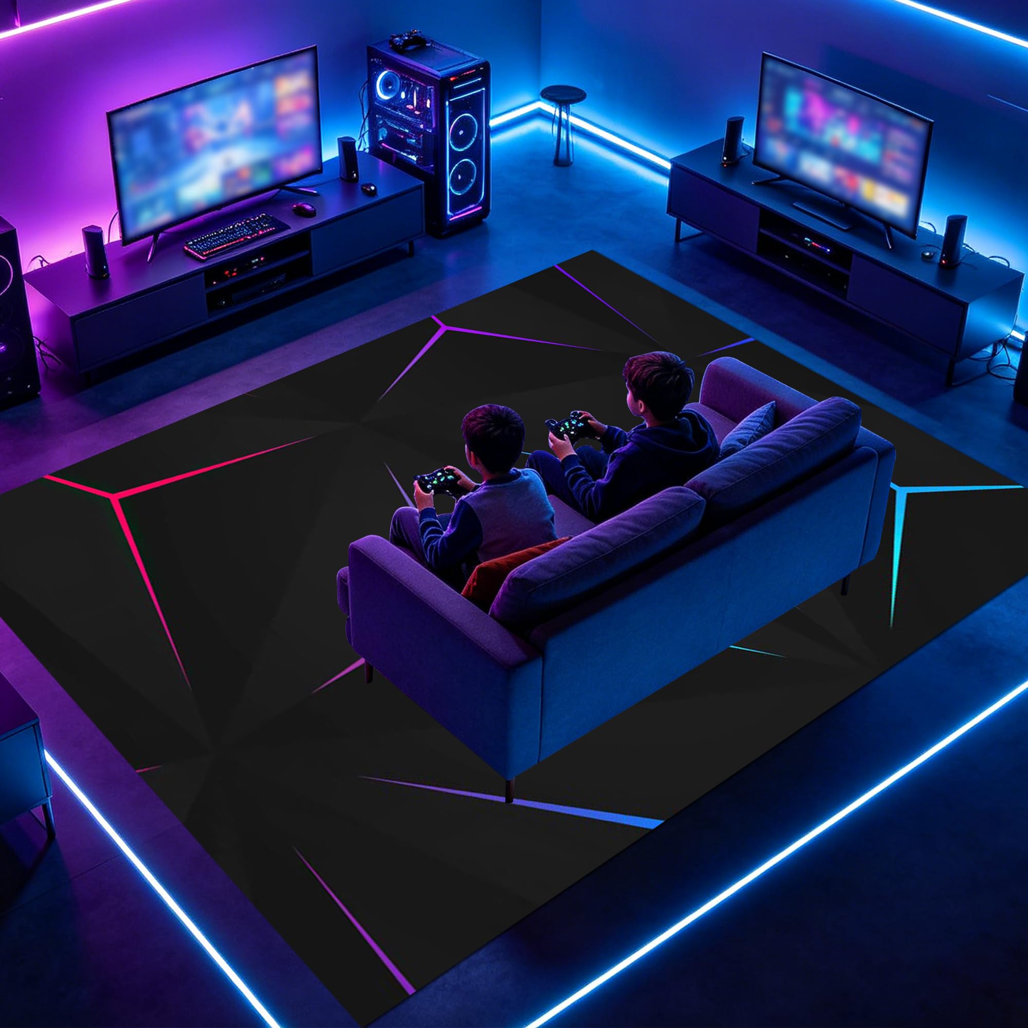 Tapis Chambre Garcon, Tapis Gamer Sol Chambre, Tapis Salon Lavable en Machine Antidérapant Grand pour Chambre Couloir Salle à Manger 120 x 180 cm