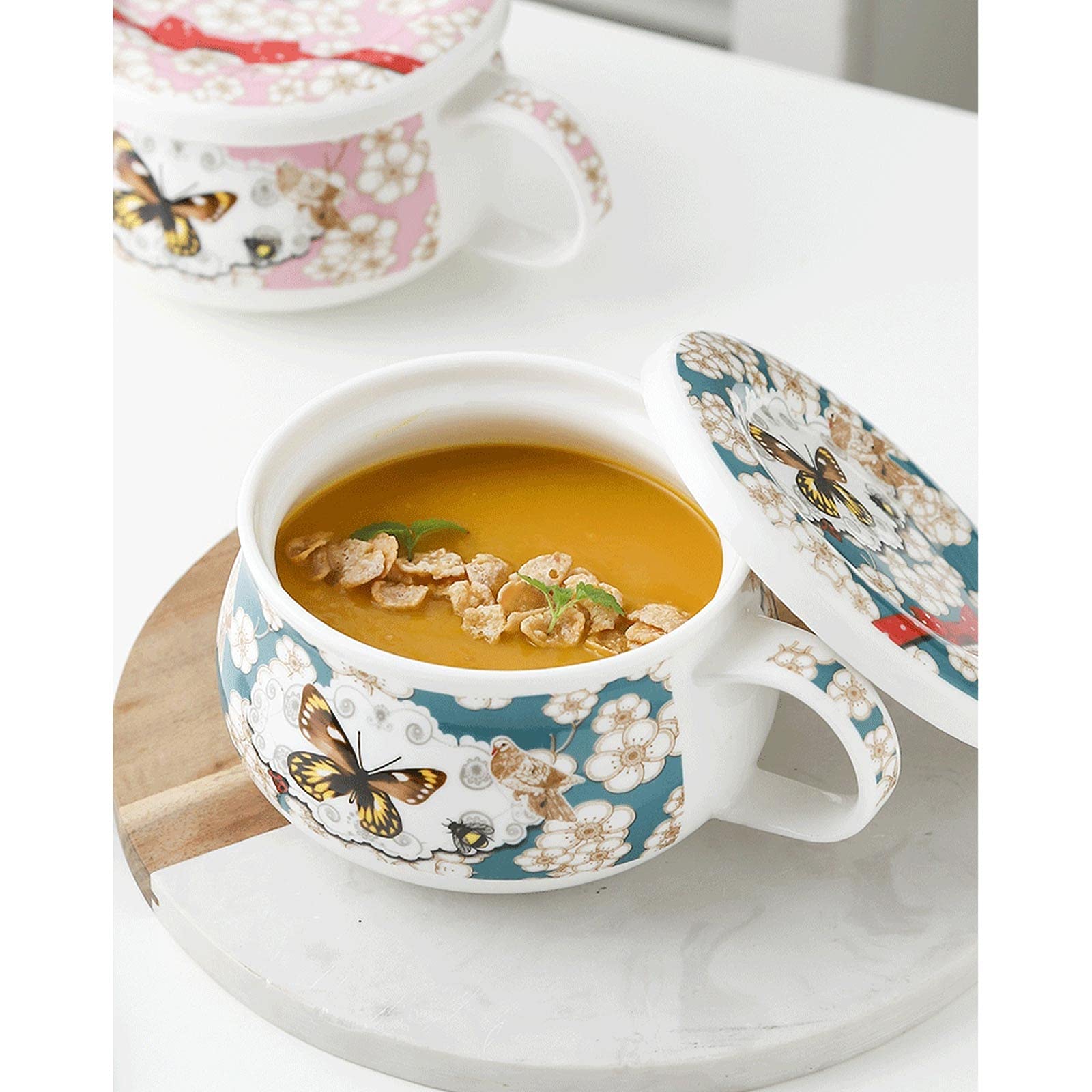 Bol à Soupe En Céramique 450 Ml Beige Avec Anses - Style Bistrot, Lave-vaisselle, Pour Soupe, Ragoût, Dessert
