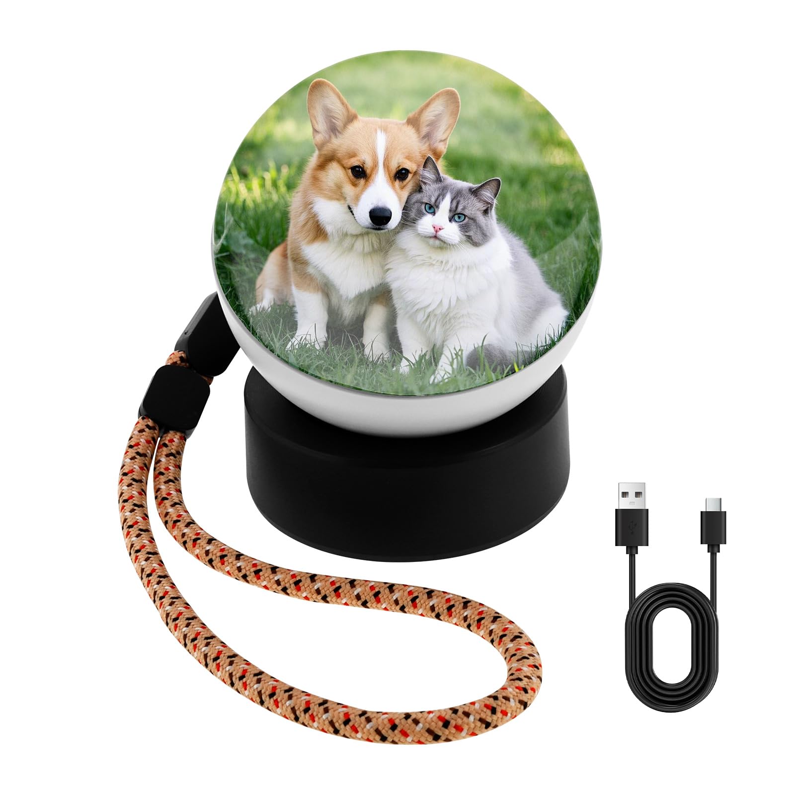 2.7 Inch Memory Sphere Lamp,3D Memory Orb Ball Crystal Ball Video Player with Base,Personalized Uploadable Videos & Photos Video Gifts for Couples Friends Anniversary Birthday Christmas(White)