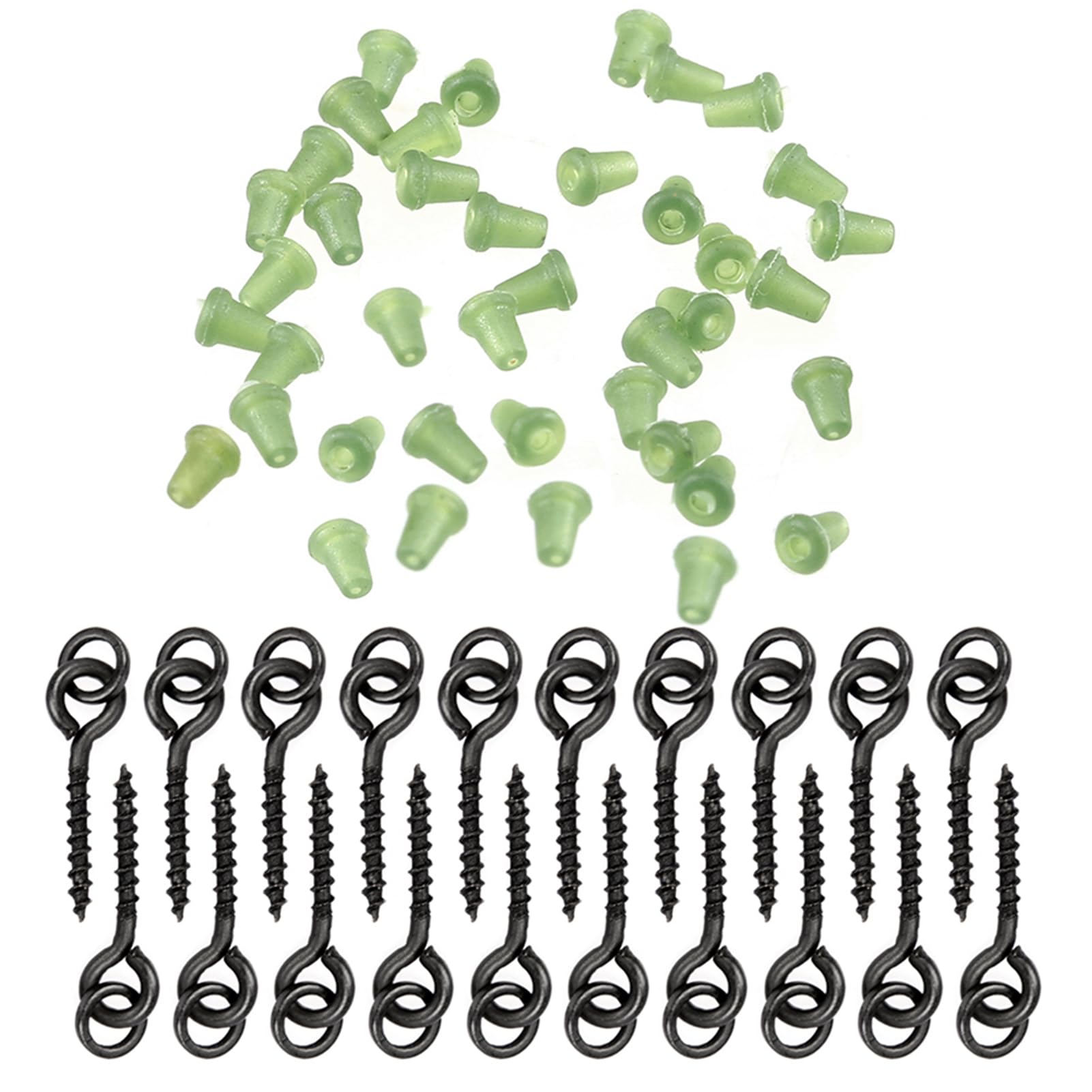 Carp Fishing Accessories, Ronnie Rigs Fishing Bait Screws Fishing Hooks With Round Link Loop Swivels for Fishing Accessories (Green)