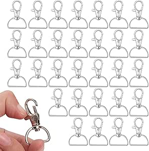Metal Swivel Clasps, 30 Pcs Lanyard Swivel Snap Hooks Clips and D Rings, Key Chain Hooks Clips Metal Lobster Claw Clasp (1.54” L X 0.79” W)