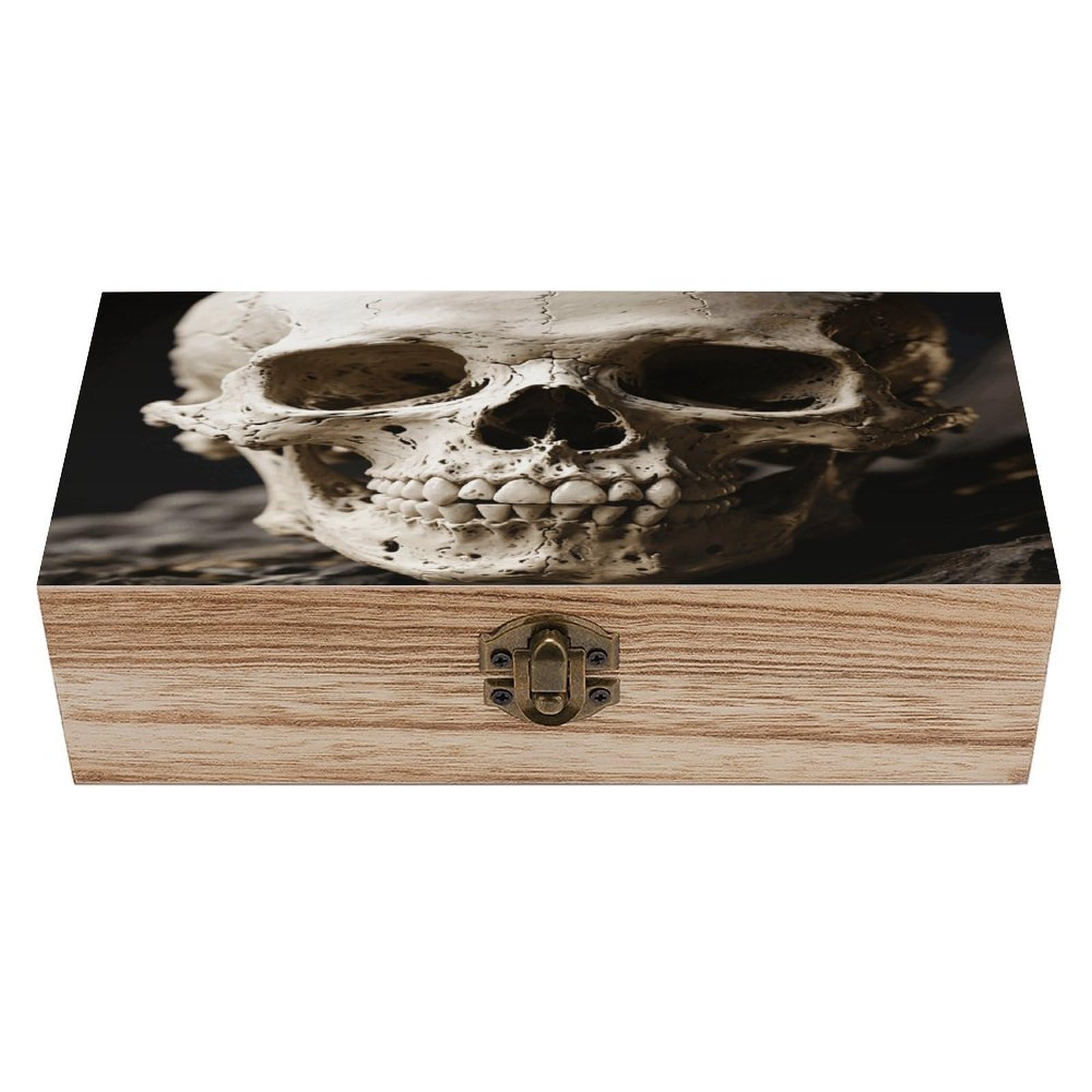VstaDank Skull Wooden Storage Box Decorative Jewelry Case with Lids Exquisite Wood Box Letters Gifts Acacia Wood Boxes Fashion Wooden Keepsake Boxes for Men Women