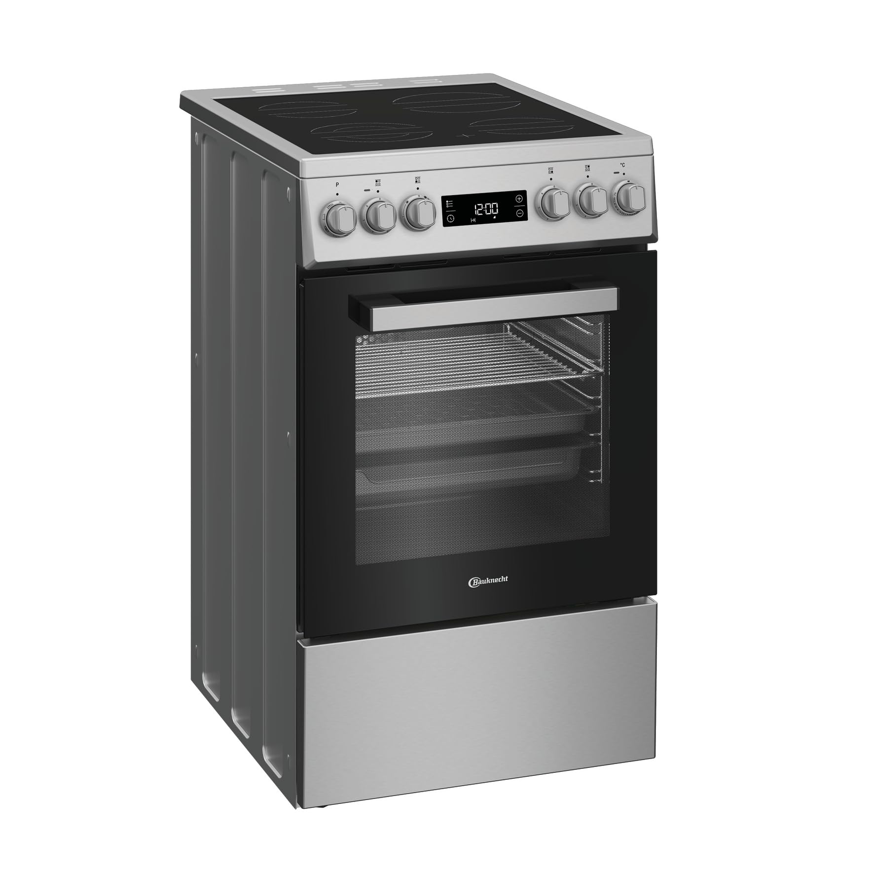 Bauknecht Standherd B5V8LMX / Heißluftbackofen mit 8 Funktionen/Kochfeld mit 4 Kochzonen/Hydrolyse-Reinigungsfunktion/Garraumvolumen 60 Liter/Edelstahl-Optik
