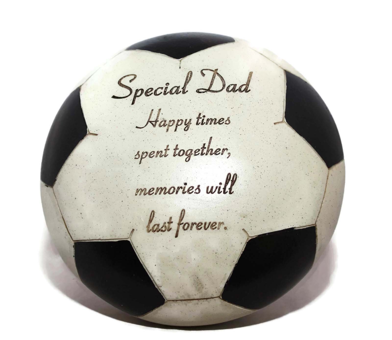 David Fischhoff Special Dad Memorial Football, Stone, Cream/Black, 15 x 13 x 15 cm