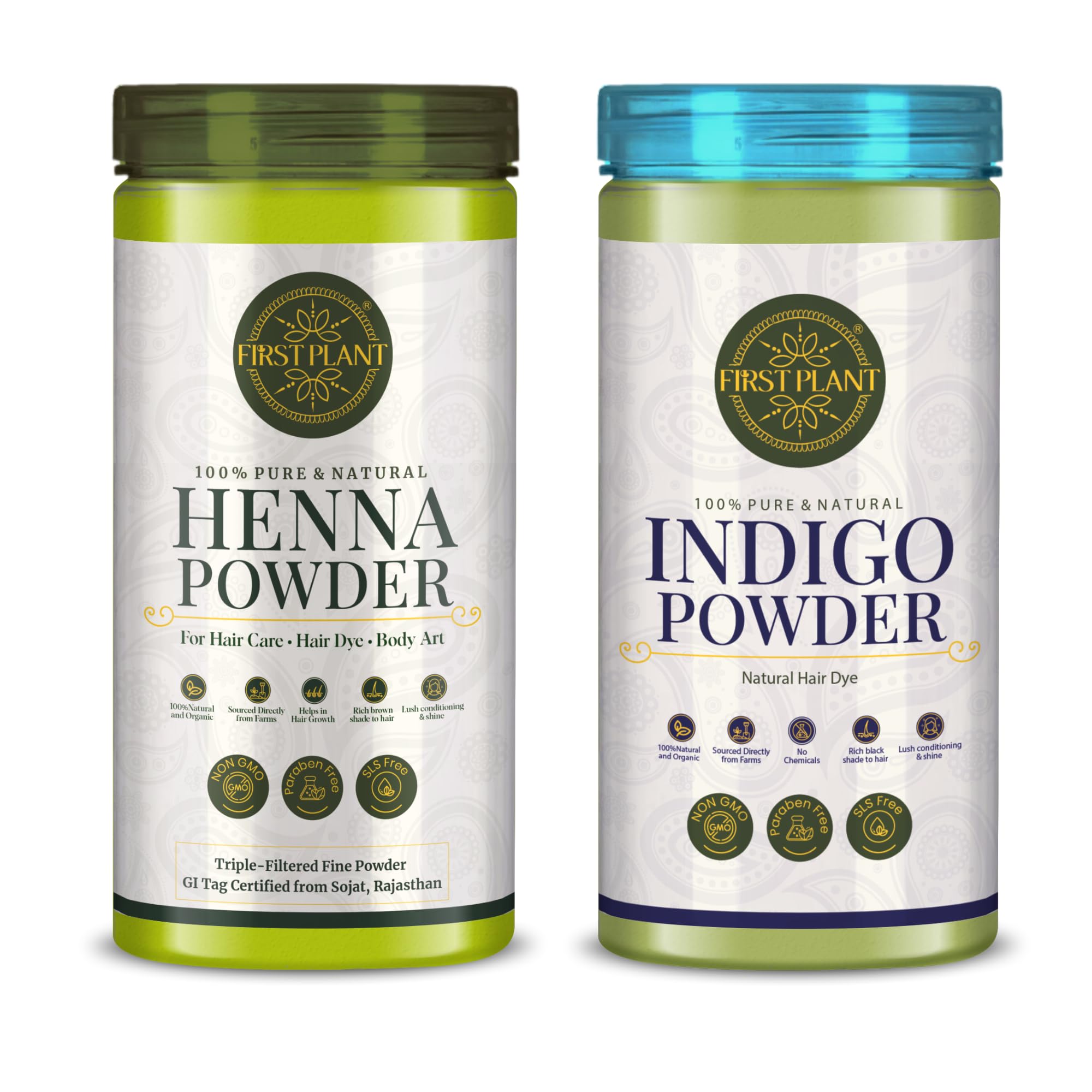 First Plant Natural Hair Dye Combo Pack for Black Hair, Henna and Indigo Powder (150g + 150g)-image-49
