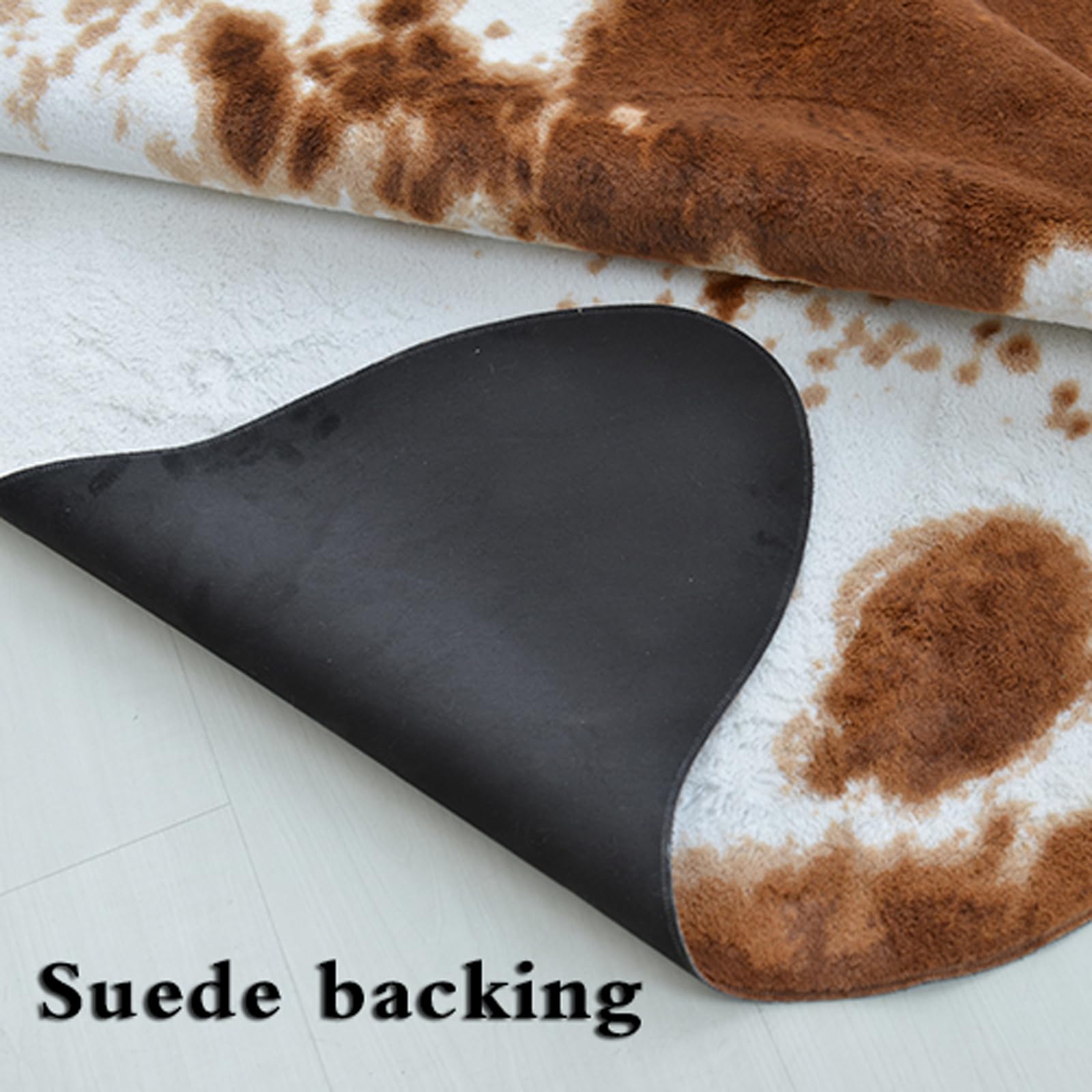 Tapis doux en imitation peau d'animal - Tapis de forme irrégulière pour salon et chambre à coucher - Aspect peau de vache