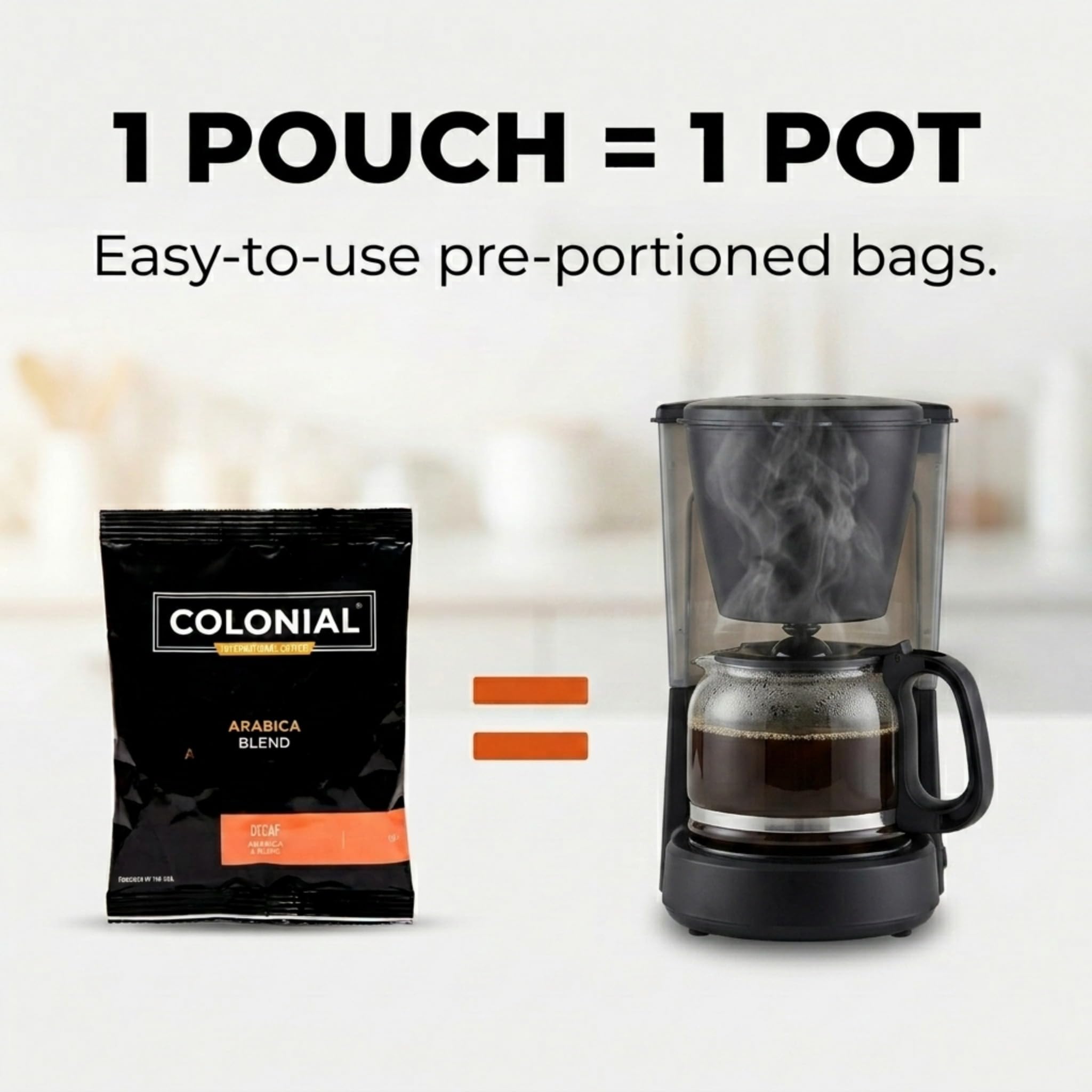 Colonial - Confezione di filtri per caffè decaffeinato macinato decaffeinato, per camere d'albergo, tostatura scura decaffeinata, 14,2 g (confezione da 50), da utilizzare con macchina da caffè a