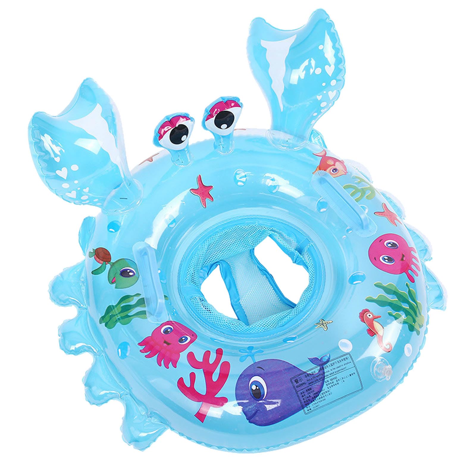 Baby Swimming Float, Pool Inflatable Ring Bath Float with Seat and Handle Helps Learn Swim Float(Crab Blue)