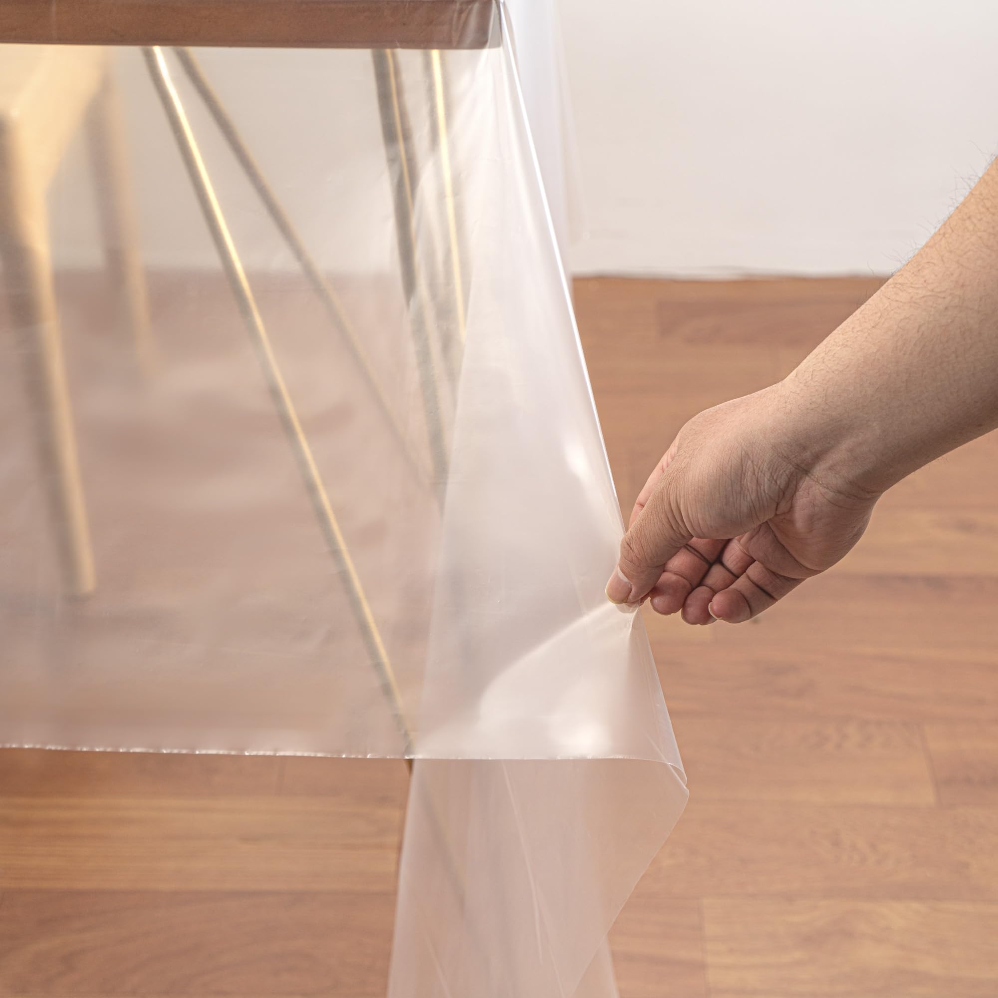 Restaurantware Tovaglia rettangolare usa e getta in plastica trasparente, 50 pezzi, 137 x 274 cm, impermeabile, per cene, feste, banchetti, matrimoni