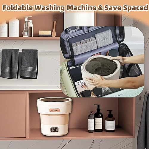 Miniatura 3 de Lavadora portátil - Mini lavadora plegable de 12L con cesta de secado por centrifugado, 3 modos de lavado  Diseño plegable para ahorrar espacio para