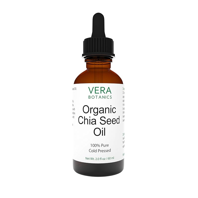 Óleo de semente de chia Vera Botanics, orgânico, prensado a frio, frasco com conta-gotas