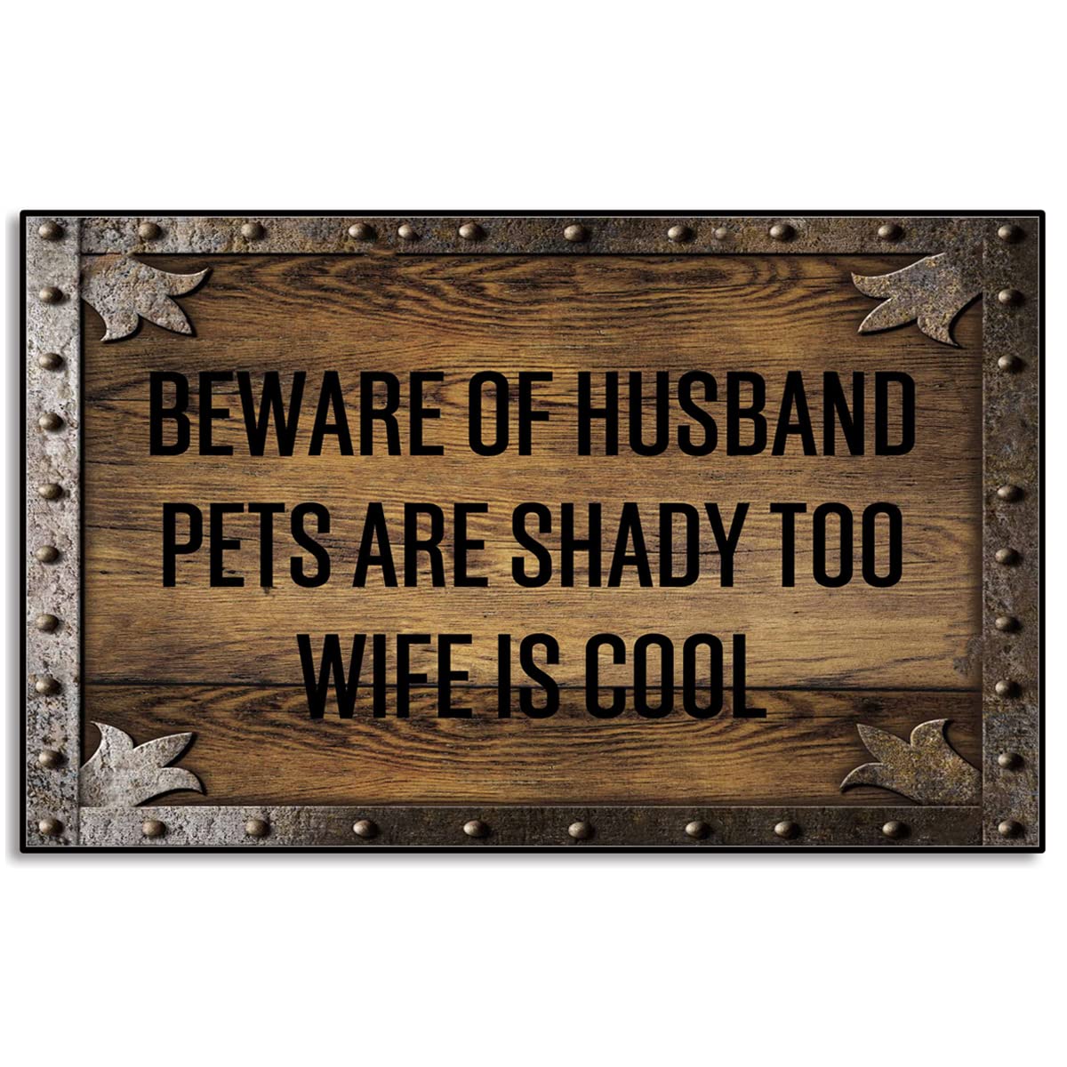 Wulidrom Beware of Husband Pets are Shady Too Wife is Cool Door Mat for Front Door Inside Door Mats for Home Entrance Rugs Indoor Floor Mats for Home Entrance 30"X18"