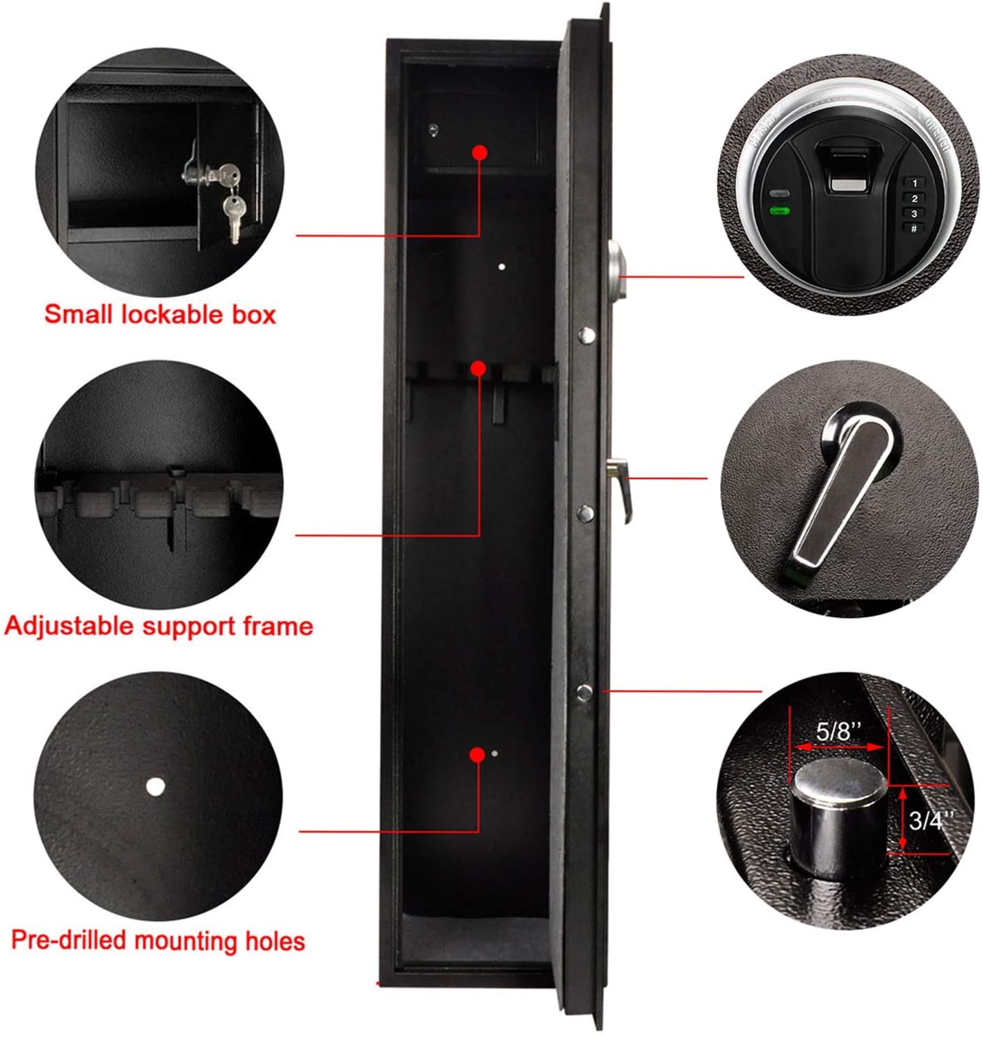 Biometric Rifle Gun Safe, Moutec Quick Access Fingerprint Long Gun Safe