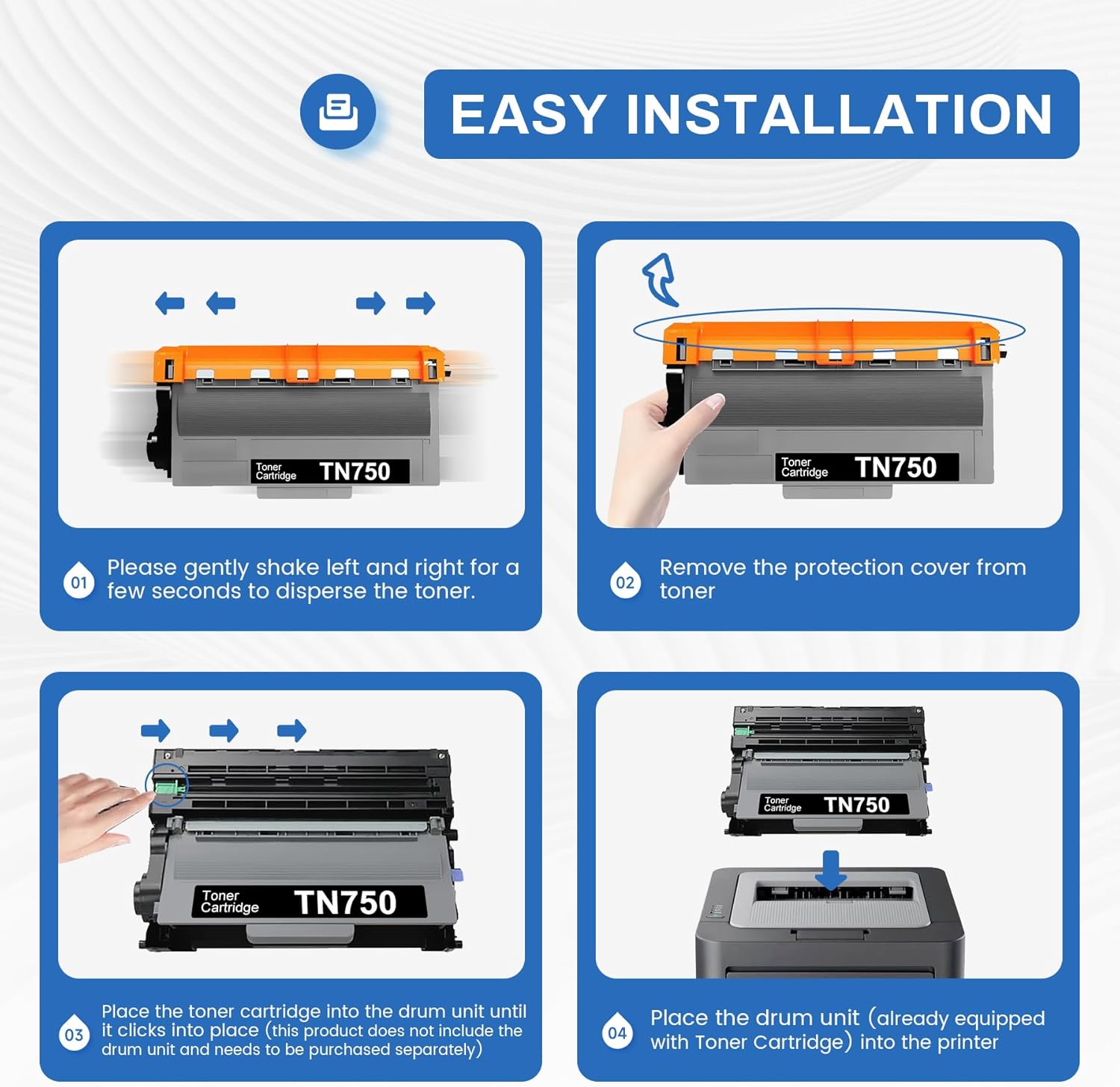 TN750 TN-750 TN-720 TN720 Compatible High-Yield Black Toner Cartridge Replacement for Brother TN-750 TN750 TN-720 MFC-8810DW MFC-8710DW MFC-8950DW (2 Pack)
