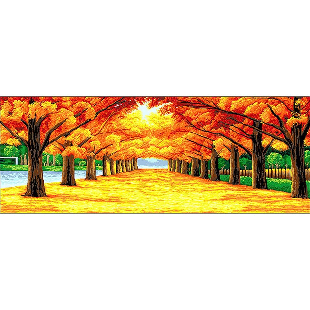 Mosaïque 5D forêt dorée 40x100cm anti-stress pour retrouver le calme et la patience