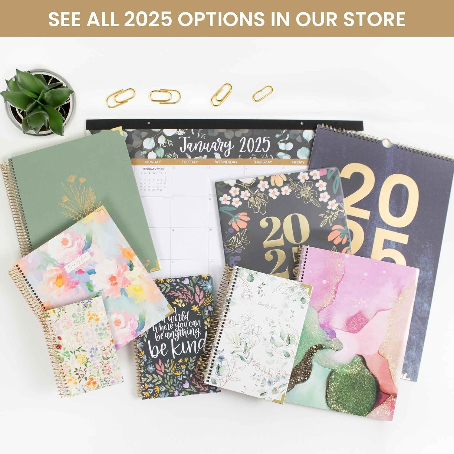 bloom daily planners 2025 (8.5" x 11") Calendar Year Day Planner (January 2025 - December 2025) - Weekly Monthly Dated Agenda Organizer with Stickers & Tabs - Brushed Beige