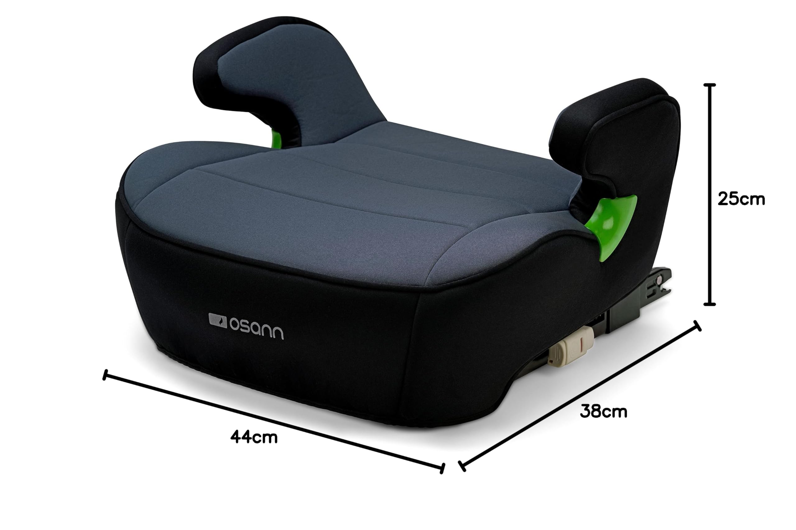 OSANN - Silla de coche Booster Infantil Junior Isofix I-Size - 126-150 cm - negro - Con o sin Isofix, cinturón de 3 puntos