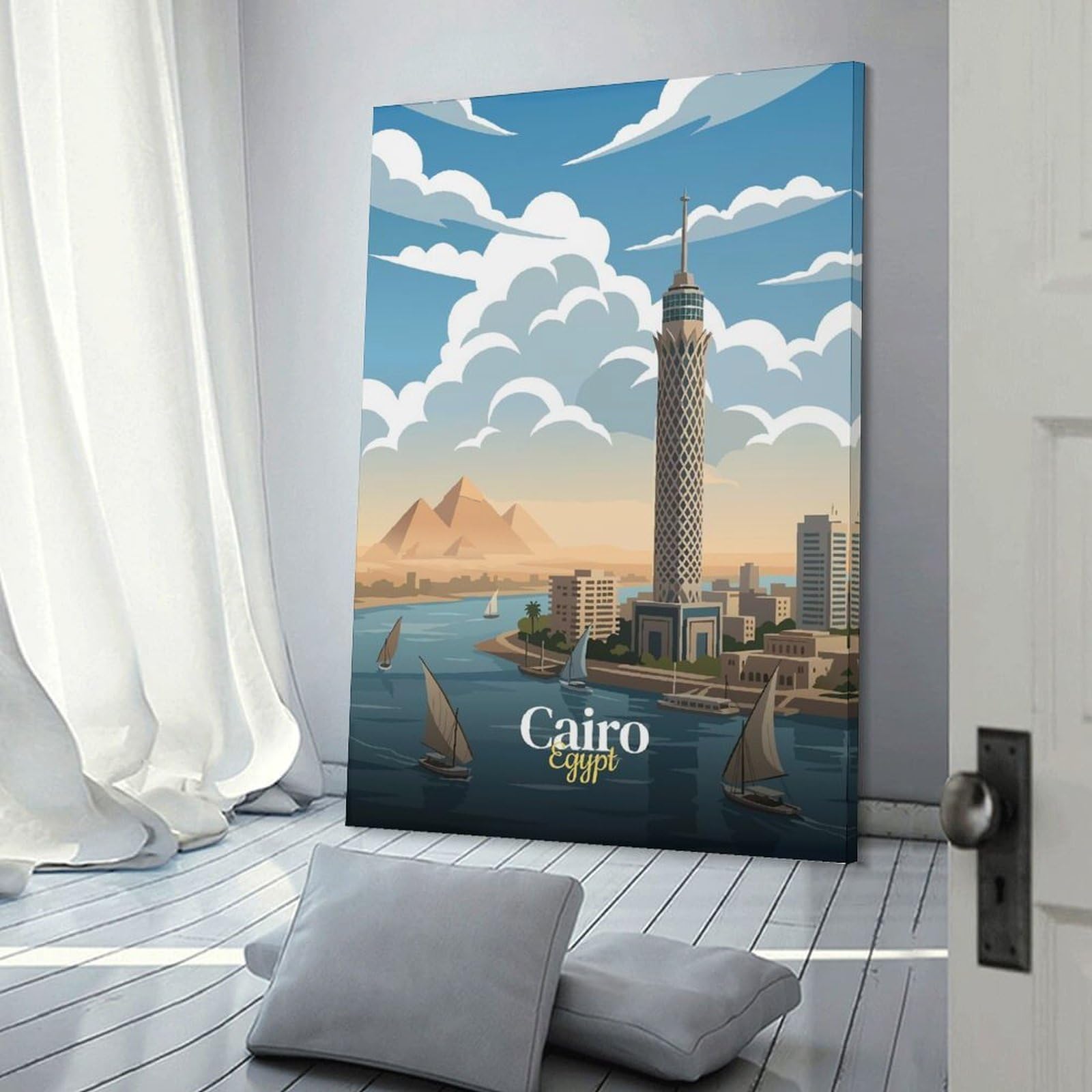 Junmoney Cairo, Egypt Travel Canvas Art Print, 24x36inch(60x90cm), for Bedroom, Lounge Or Dressing Area, Canvas Wall Decor for Personal Spaces
