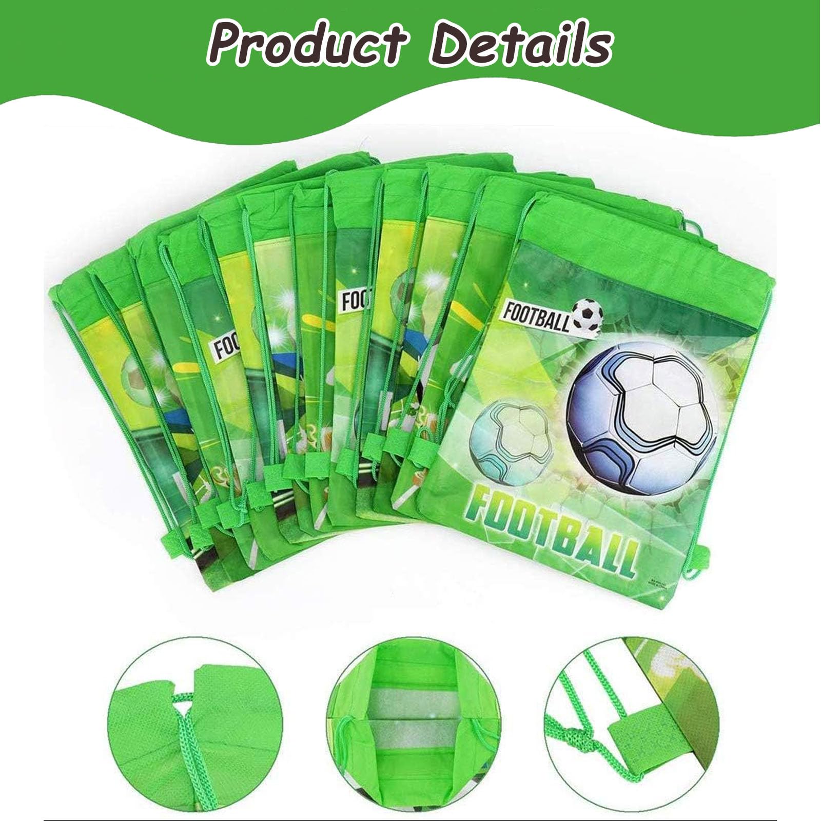 Borse Festa Calcio Con Coulisse - Confezione Da 9, Verde - Foto 8