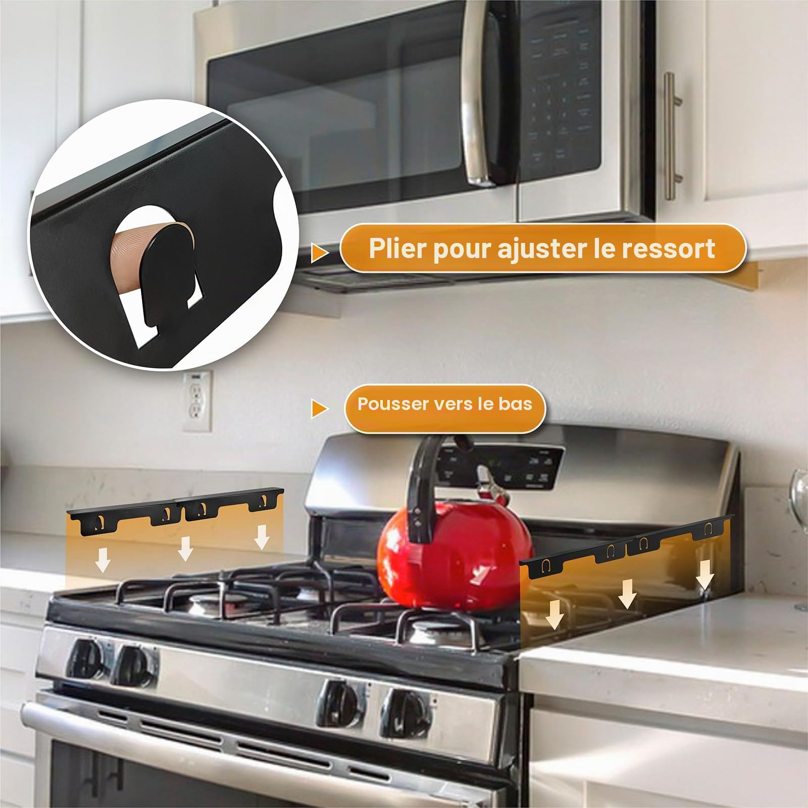 4PCS Cache-espaces pour cuisinière en acier inoxydable, kit de finition pour cuisinière, cache-espaces pour cuisinière et comptoir de cuisine, cache-espaces pour cuisinière et comptoir
