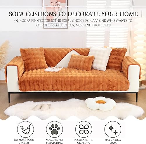 Miniatura 2 de AWAV Funda para sofá de esquina de 3214 plazas, cojín grueso de felpa de conejo, funda de sofá antideslizante, funda de sofá en forma de L,