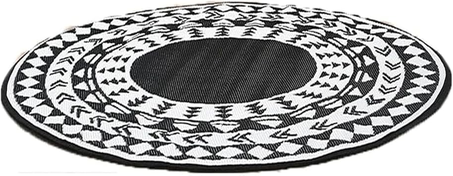 Round Outdoor Rug Reversible Garden Carpet Non Slip Circular Rug | Outdoor Recycled Plastic Carpet Waterproof for Patio Garden Camping Beach Mat Picnic Rugs