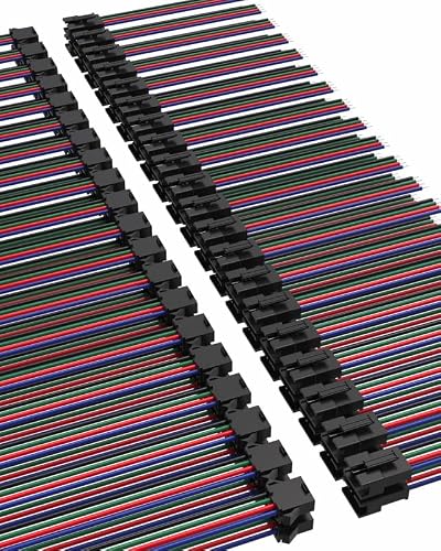 VANDESAIL 4-Pin JST SM Male Female RGB LED Strip Connectors, 10 cm, 40 Pack