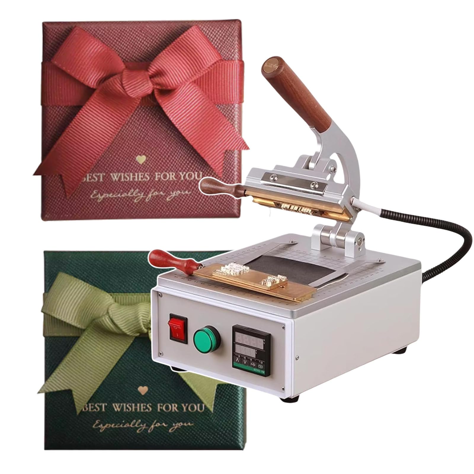 SENJINGHUA Hot Foil Stamping Machine, Digital Embossing Machine, Manual Tipper Stamper, 45-280°C Temperature Adjustable, for PVC, Wood, Pu Leather, Logo,220V