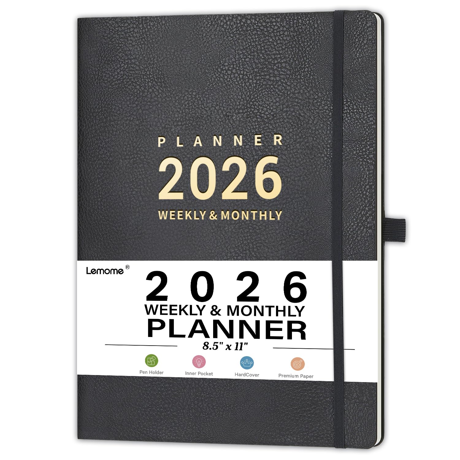 2024-2025 Planner - July 2024 - June 2025, Planner 2024-2025 Daily Weekly and Monthly, 8.5" x 11", Pen Holder, Calendar Stickers, Pocket, 25 Notes Pages, Faux Leather Cover, A4 Premium Paper -Gray