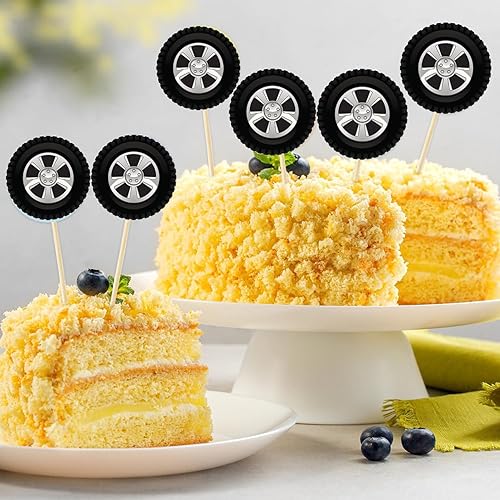 Miniatura 5 de Decoración para cupcakes de neumáticos, decoración de pastel de ruedas de carreras, decoración de pastel de neumáticos para baby shower, fiesta de