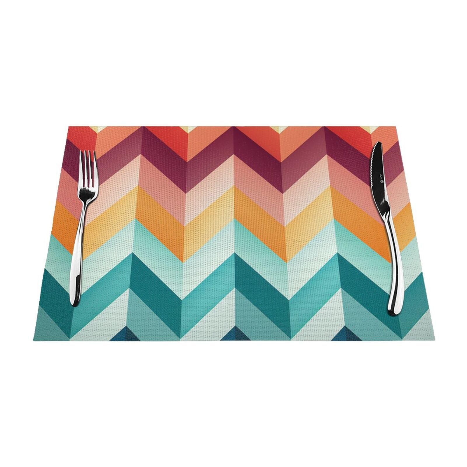 Placemats Set of 6 PCS Washable PVC Table Mats Heat Resistant Vinyl Woven Place Mats Gay Pride Rainbow Pattern Placemats Non-Slip Wipeable Placemats for Kitchen Dining Table Decoration 45 x 30 cm