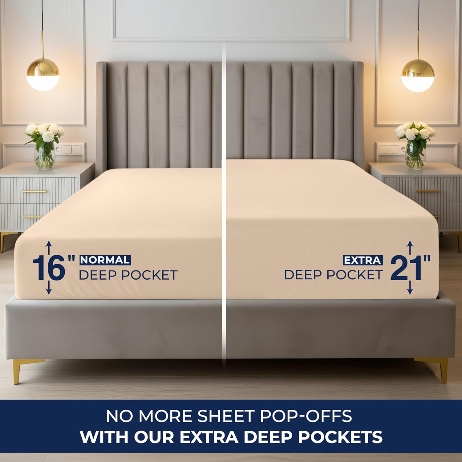 Utopia Bedding King Deep Pocket Fitted Sheet – Extra Deep Pocket – Fits up to 21 Inch Mattress – Hotel Luxury – Soft, Breathable and Comfy – Shrinkage and Fade Resistant – Easy Care – (Beige) - Image 3