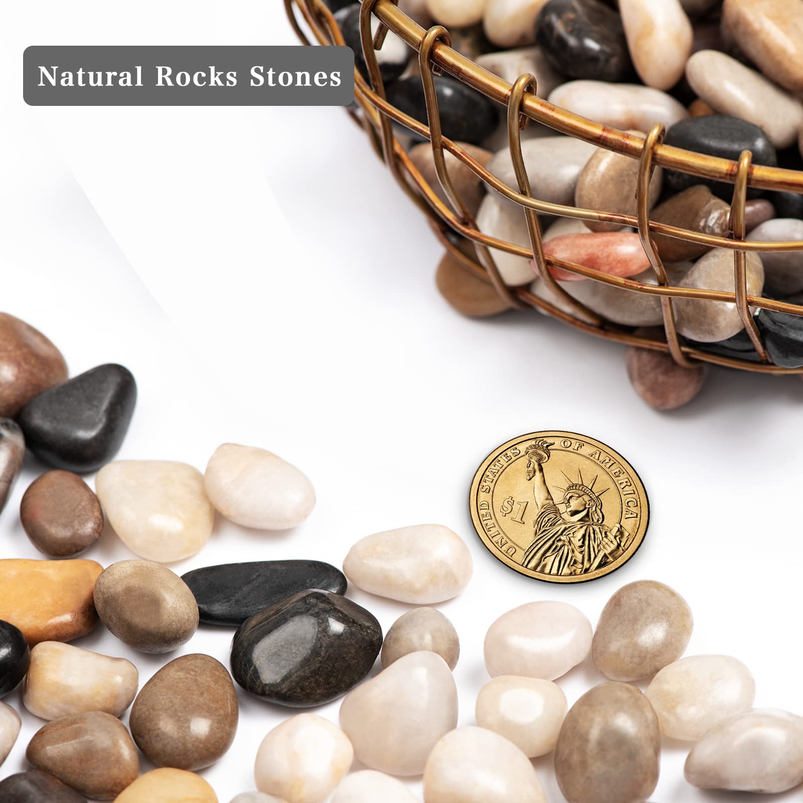 Natürliche Flusssteine, 9 kg, polierte Kieselsteine für Pflanzen, Garten, 0,8–2 cm, dekorative Pfirsichsteine, ideal für Aquarien, Vasen, Basteln, Heimdekoration und