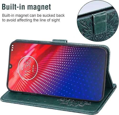 Miniatura 3 de Funda de teléfono para Motorola Moto Z4 PlayMoto Z4 con protector de pantalla de vidrio templado, funda magnética de cuero, soporte para tarjetas,