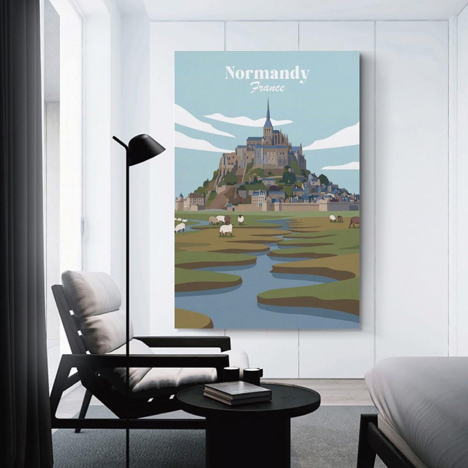 Junmoney Canvas Wall Decor Normandy France, 20x30inch(50x75cm), for Living Room, Bedroom Or Apartment Walls, A Home Accent with Warm Character