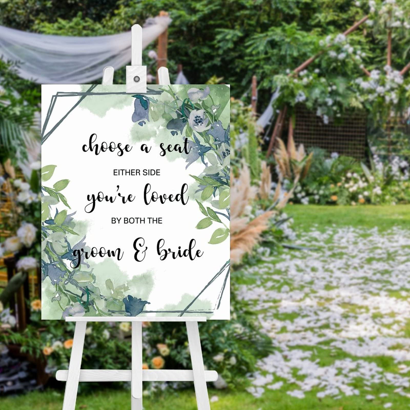 Wodevor Wedding Sign-5 Unplugged Ceremony Sign Wooden Welcome Sign Greenery Pick A Seat Not A Side Wedding Sign Customized Rehearsal Dinner Party Welcome Board Ceremony Sign For Wedding 20X16 Inch
