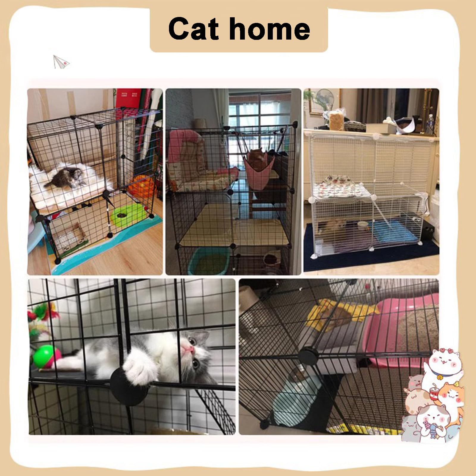 Generic Cage pour Chat Extérieur, Enclos pour Chats pour L'extérieur, Cage à Chat en Fil Métallique Détachable, pour 1-3 Chats