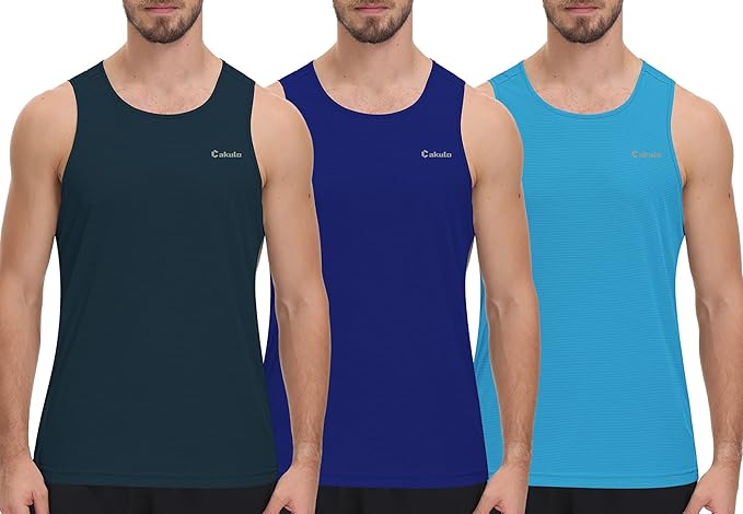 Cakulo Men's Neon Tank Tops Workout Gym Athletic Swim Beach Tops Big and Tall Quick Dry Marathon Muscle Sleeveless Shirts