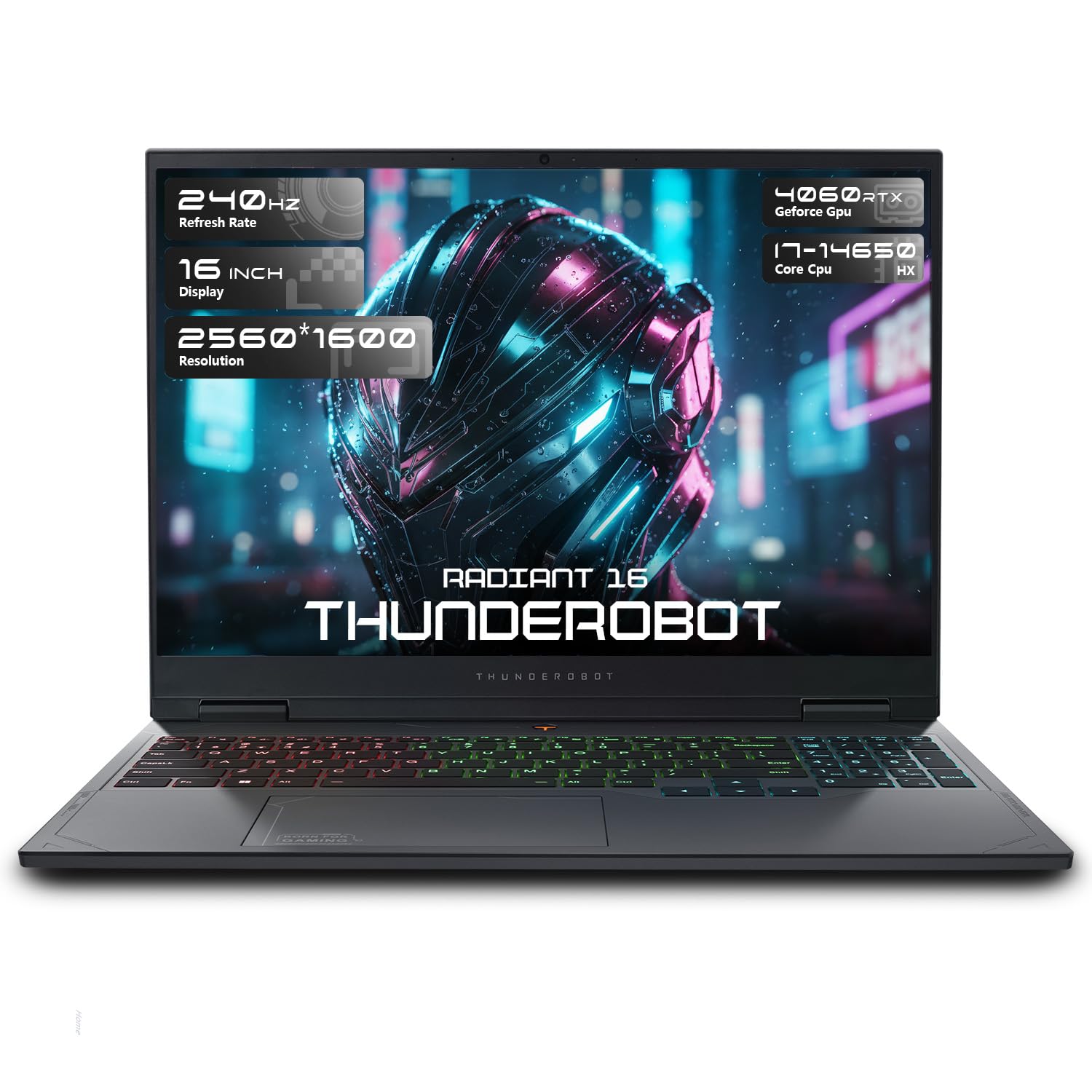 Thunderobot Radiant 16 4060 2.5K Gaming Laptop | 16" QHD+ 240Hz Display | 14th Gen Core i7-14650HX | GeForce RTX 4060 | 32GB DDR5 | 1TB SSD | RGB Backlit KB | Wi-Fi 6 | Win 11 Home | Gray