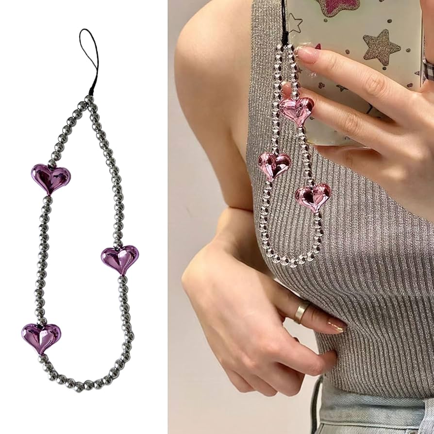 ハート型ビーズ スマホストラップ Amazon.co.jp: BHKOXI ファッションハート型ビーズ電話