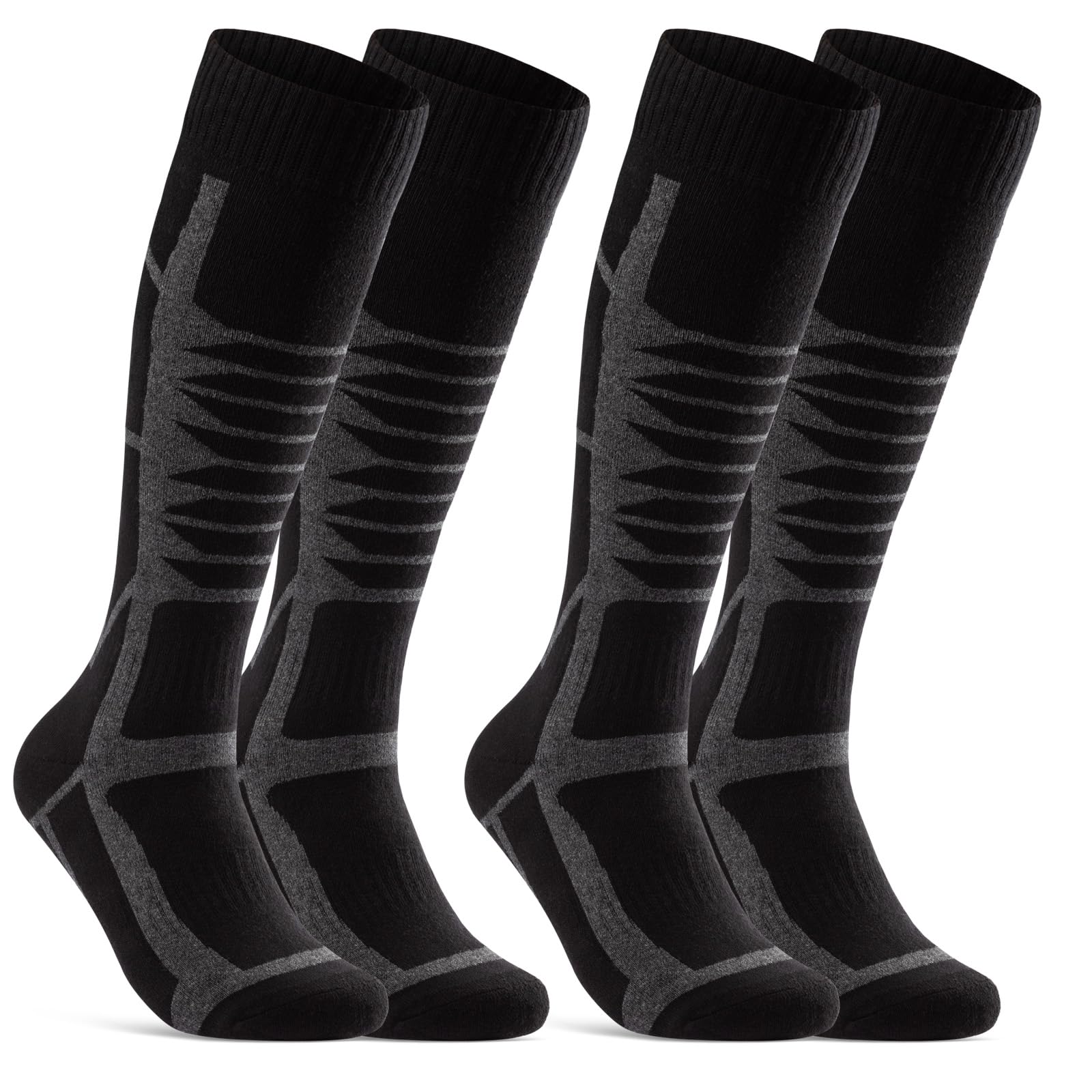 sockenkauf24 2 Pares Calcetines Esqui Hombre y Mujer Calcetines Altos Termicos
