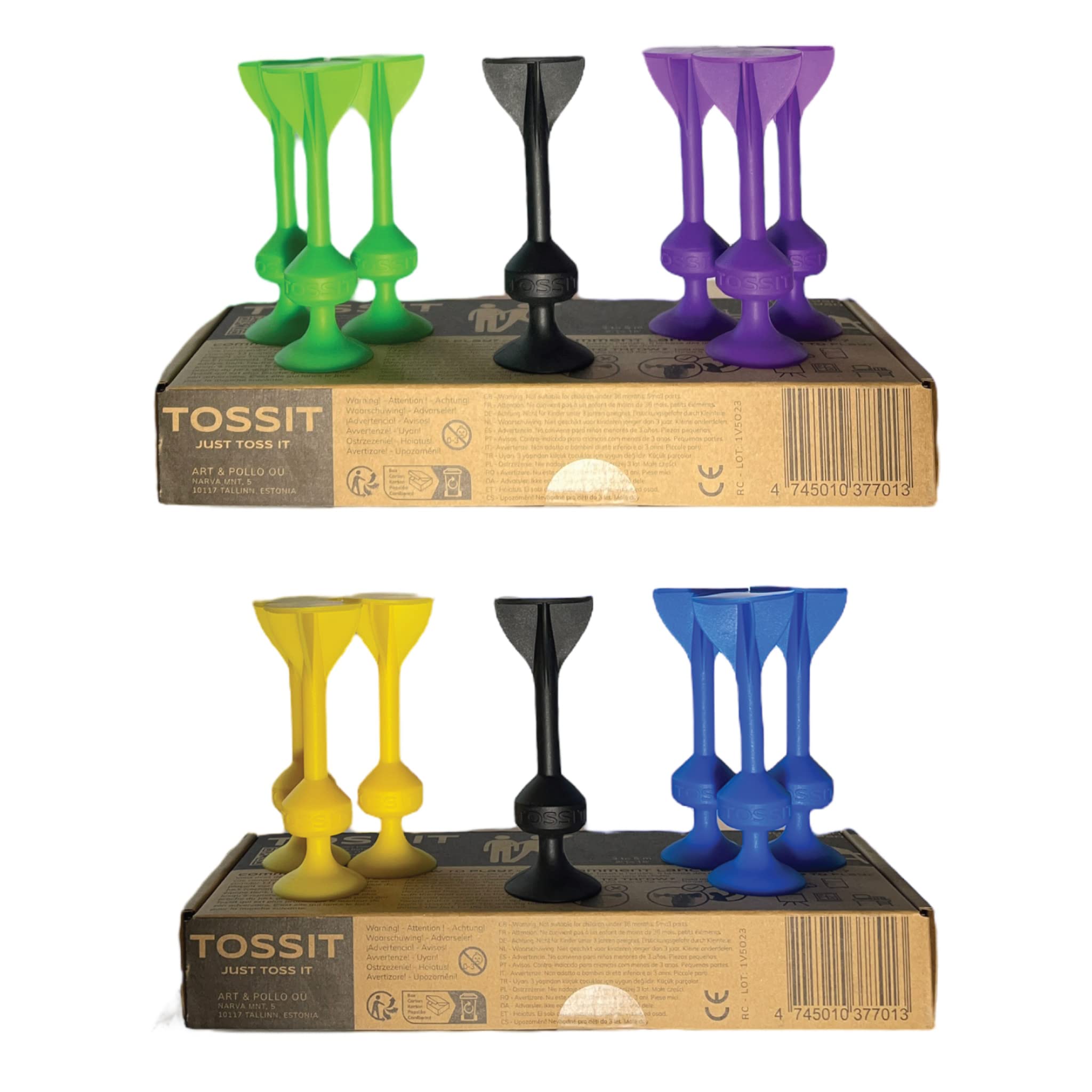 TOSSIT Game Suction Cup Darts, Toss Game Perfect Family and Party, Silicone Throwing Game for Backyard, Indoor and Outdoor Fun, Twin Pack, Purple Green Blue Yellow