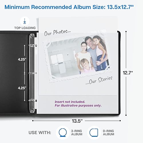 Miniatura 4 de Dunwell Páginas de repuesto para álbumes de recortes de 12 x 12 pulgadas, paquete de 25 unidades, 1 bolsillo súper pesado y (formato mixto, 25